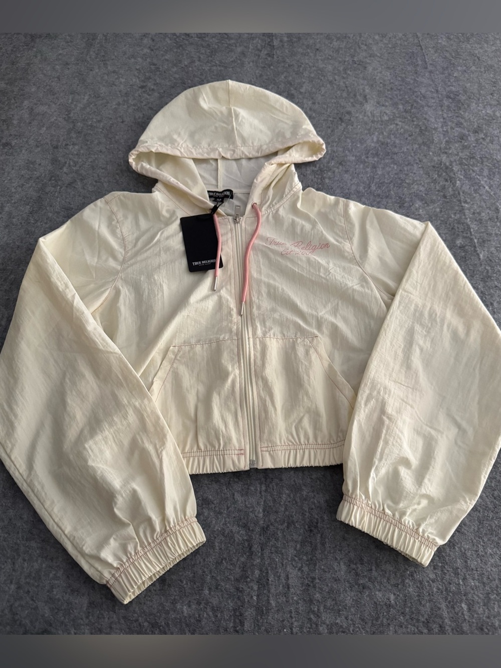 NWT Women’s True Religion Nylon Track Hooded Windbreaker Jacket Size Small